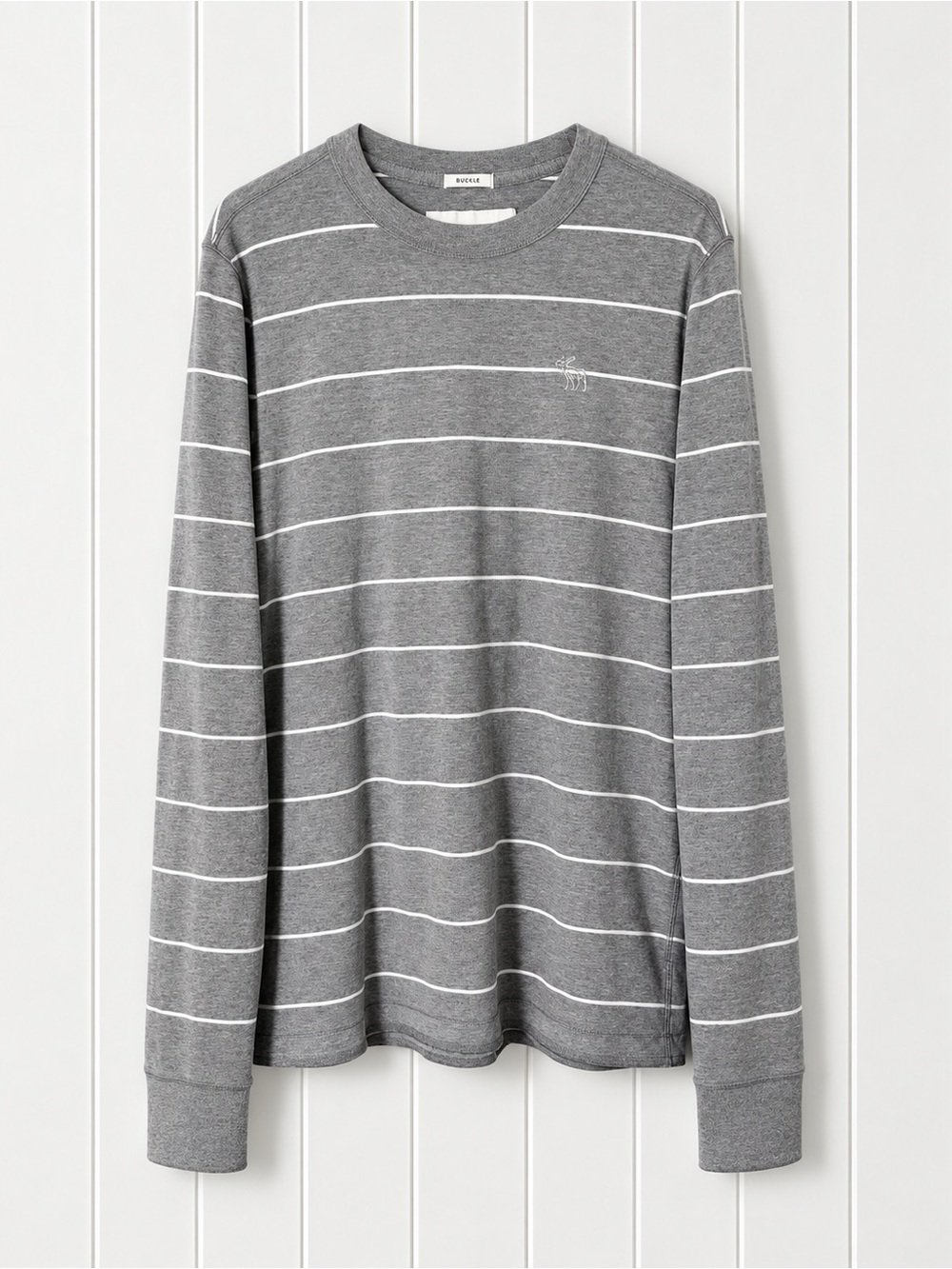 VTG Y2K 90s Abercrombie & Fitch Men Grey Striped Crewneck Long Sleeve XL Preppy